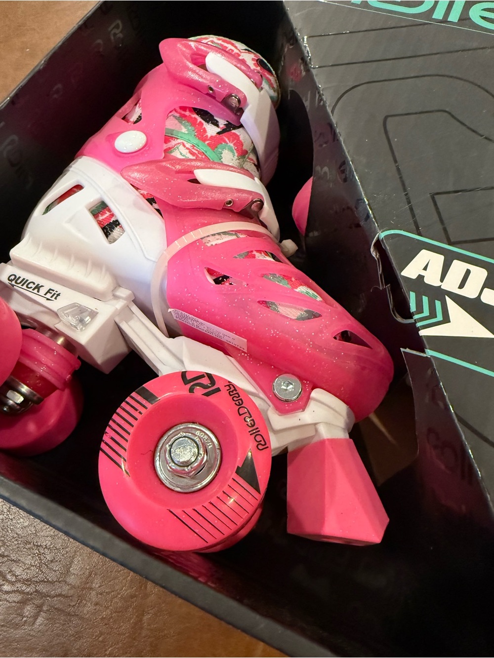 Roller Derby Girls Pink, White Glitter Adjustable Roller Skates Size 12-2 - Picture 7 of 7